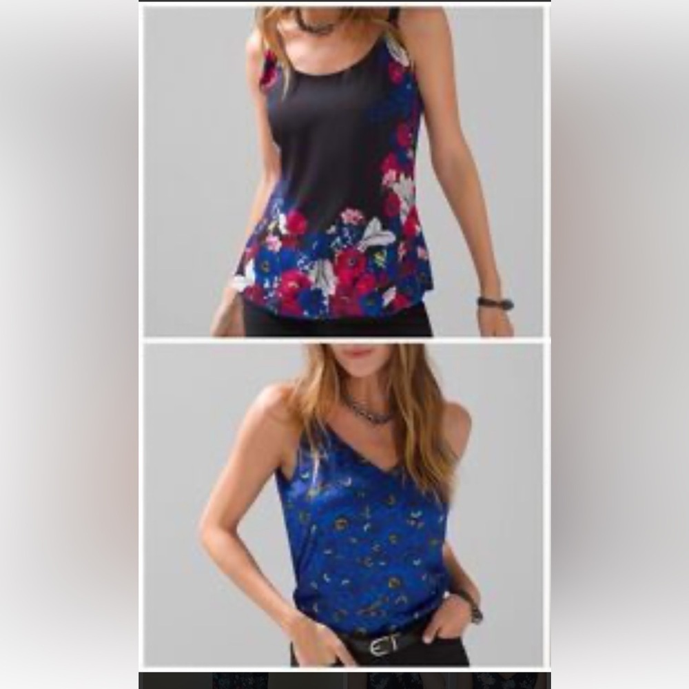 WHBM reversible cami  tank top floral satin crape fabric 2 way wear shell Med